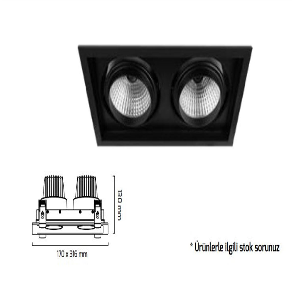 GY 3042-30 SİYAH 2x36W 35° 3000K SO COB S.A. ARM 1