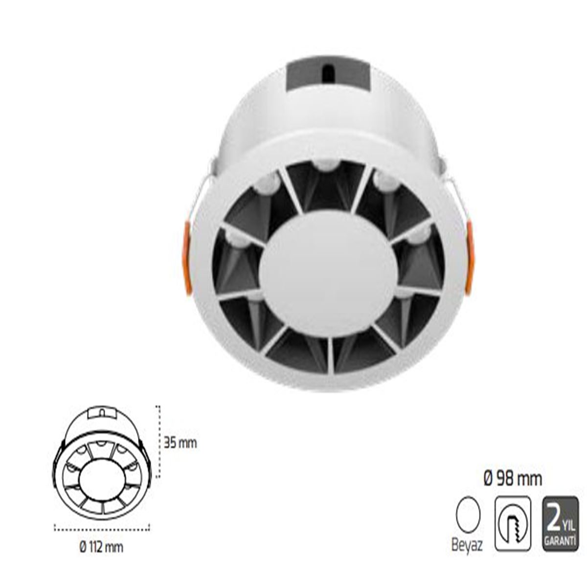 GY 5102 SİYAH 20W 2700K OE LED DOWNLIGHT 1
