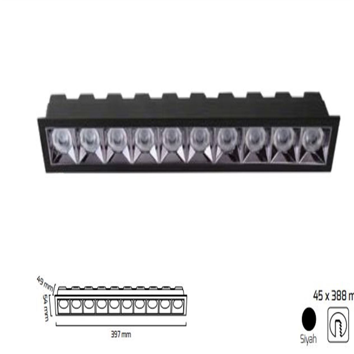GY 5111 SİYAH 20W 4000K PO LED DOWNLIGHT* 1