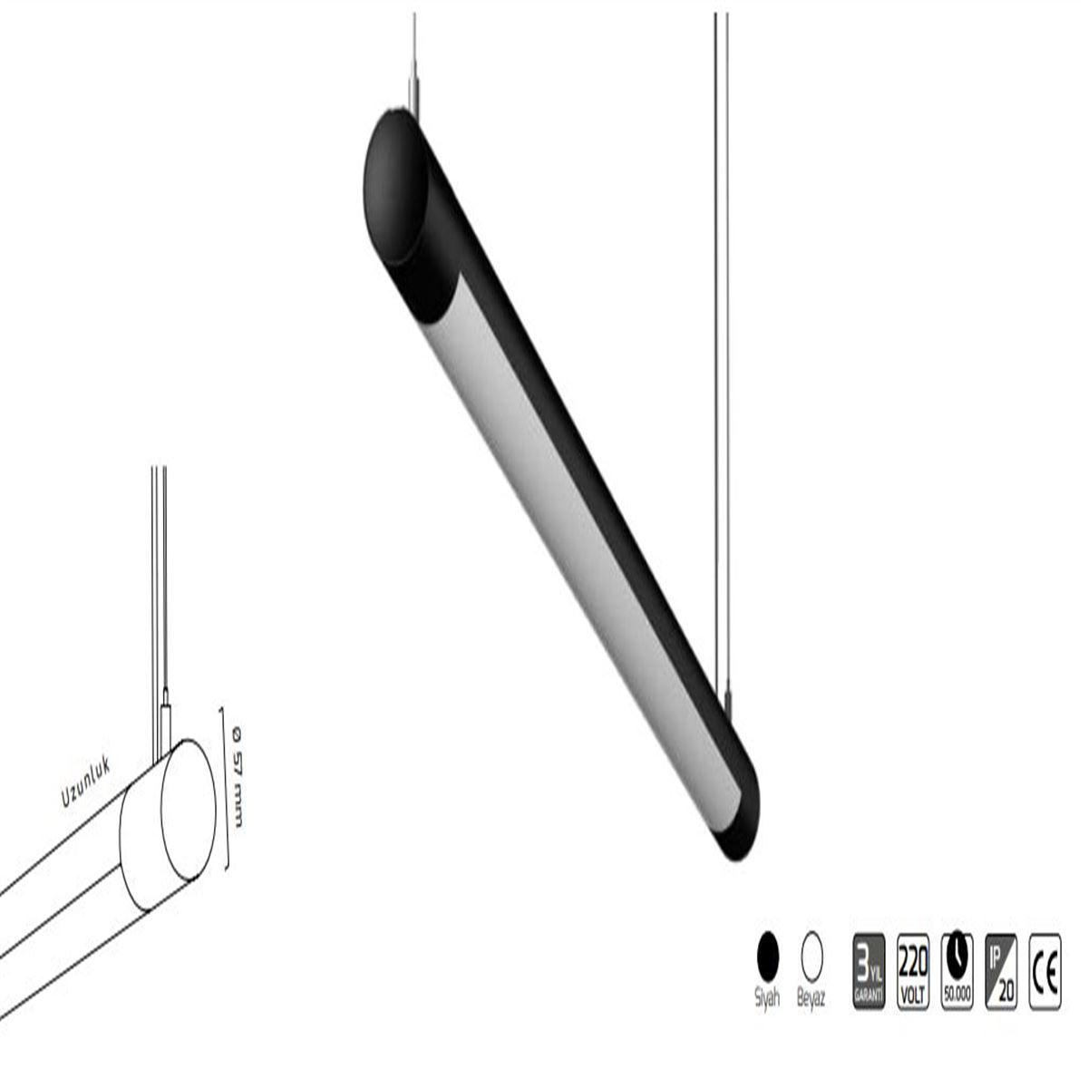 GY 8037-150 cm SİYAH 4000K SO LİNEER ARMATÜR* 1