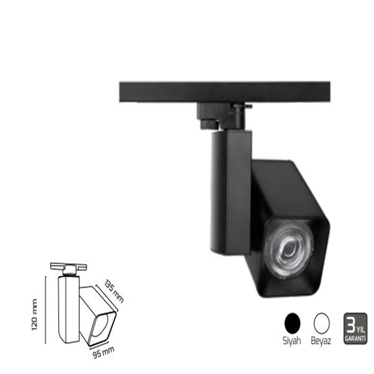 GY 3632 SİYAH 42W 60° 3000K SO LED RAY SPOT ARM 1