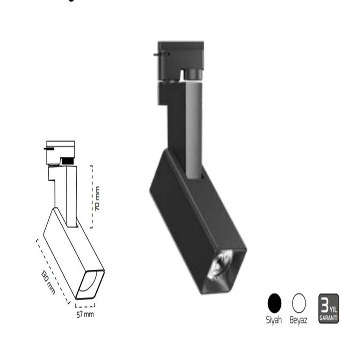 GY 3640 SİYAH 14W 60° 3000K SGD LED RAY SPOT ARM* 1