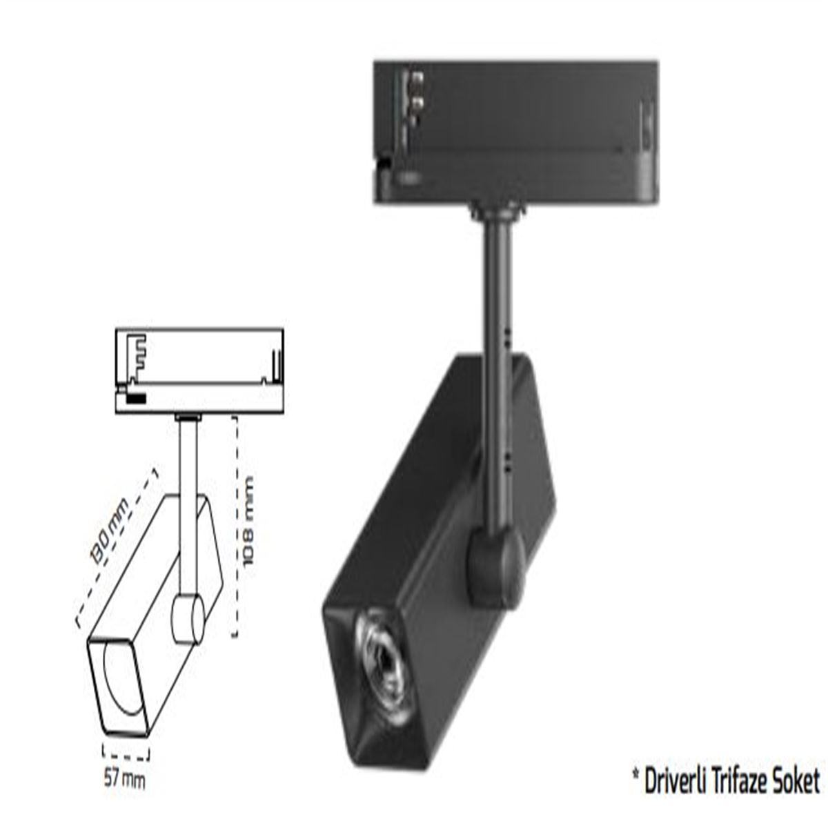 GY 3647 SİYAH 14W 36° 3000K SG LED S.Ü. ARM* 1