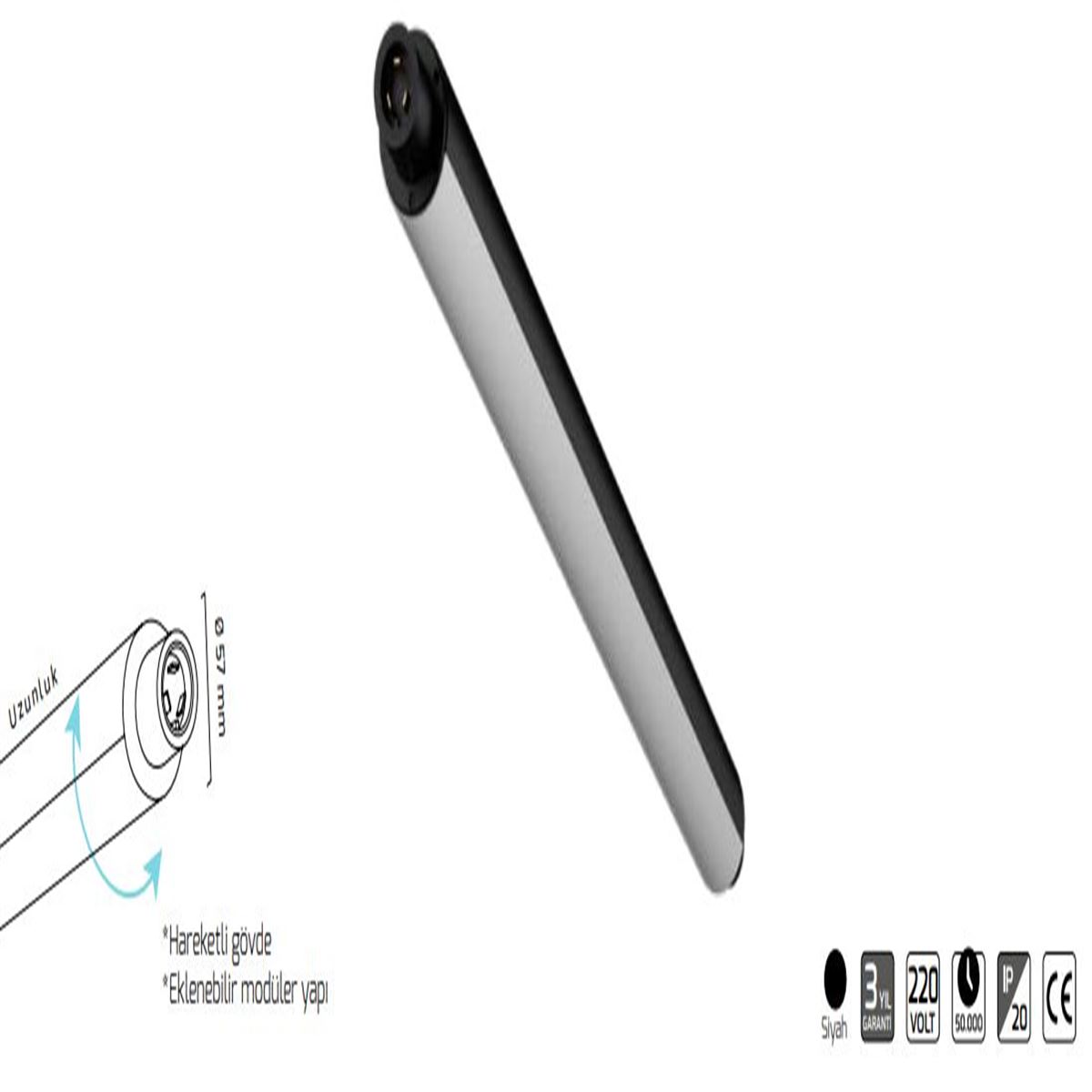 GY 8060-45 cm SİYAH 3000K SO LİNEER ARMATÜR* 1
