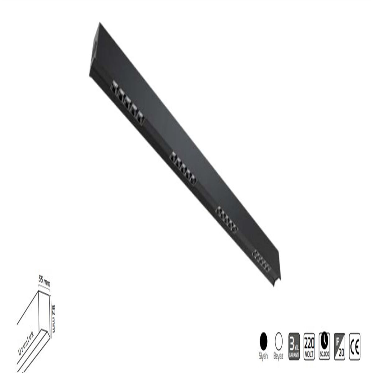 GY 8041-Ö.İ ( L ) cm SİYAH  48° 4000K SO LİN ARM* 1