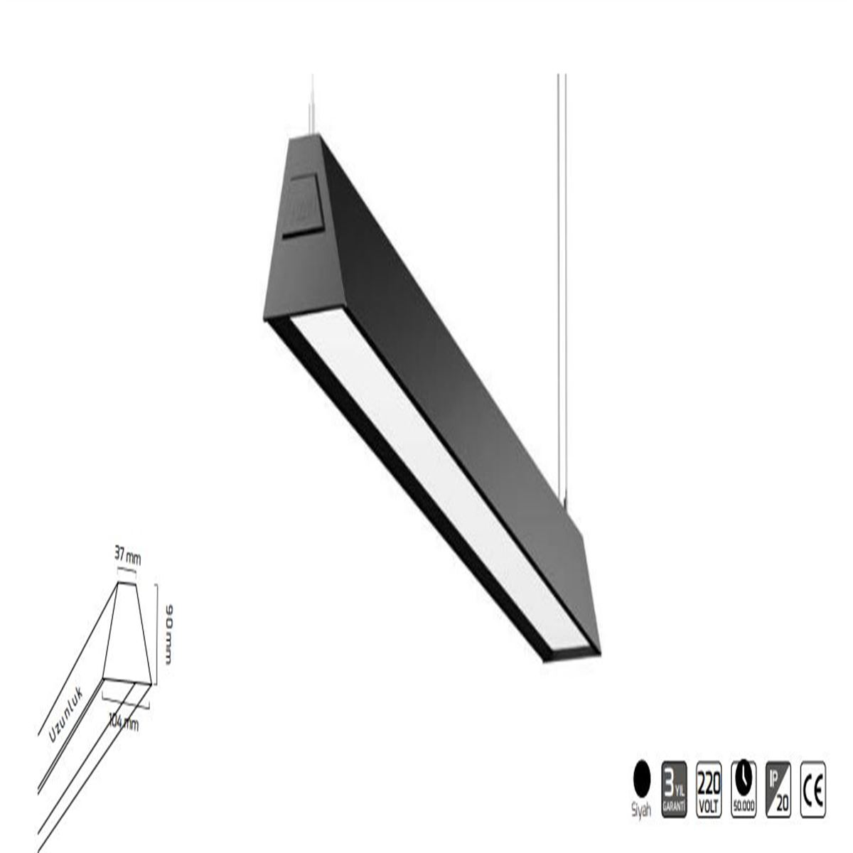 GY 8047-348 cm SİYAH 48W 3000K SGD LİNEER ARMATÜR* 1