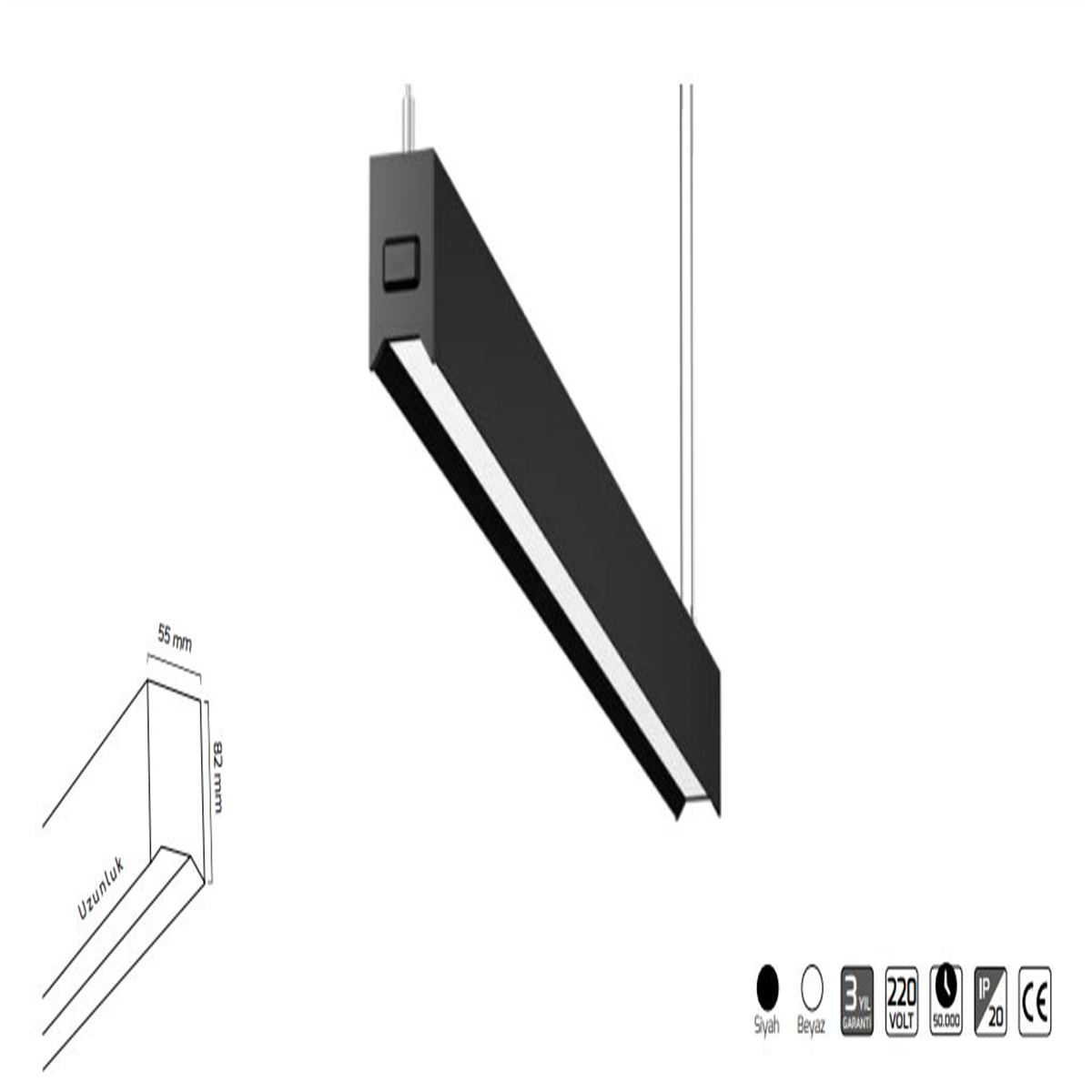 GY 8035-400 cm BEYAZ 170W 4000K SO LİNEER ARMATÜR* 1