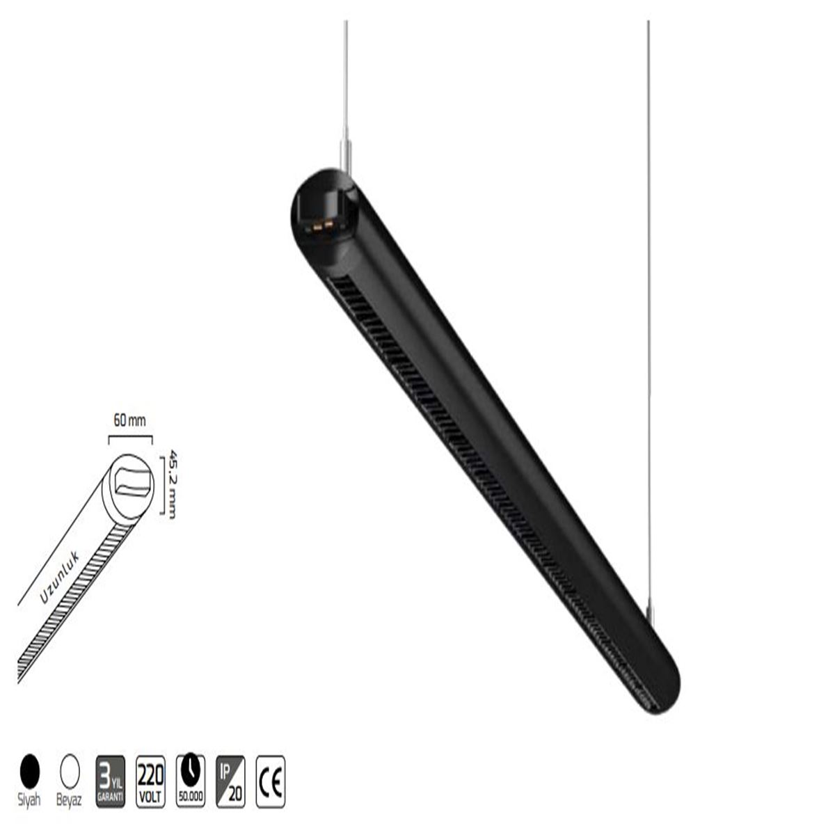 GY 8071-30 cm SİYAH 3000K SO LİNEER ARMATÜR* 1