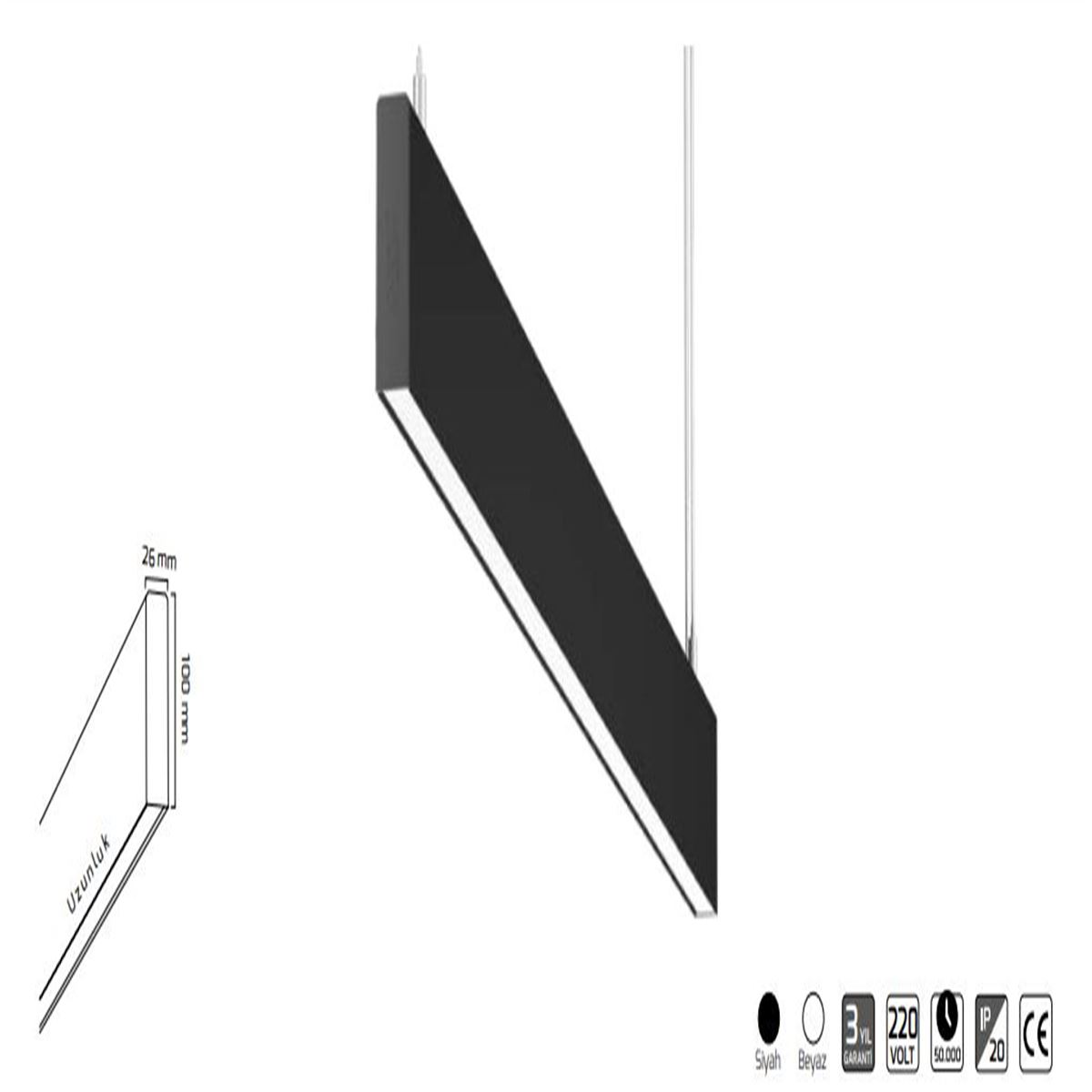 GY 8050-120 cm SİYAH 34W 4000K SO LİNEER ARMATÜR* 1