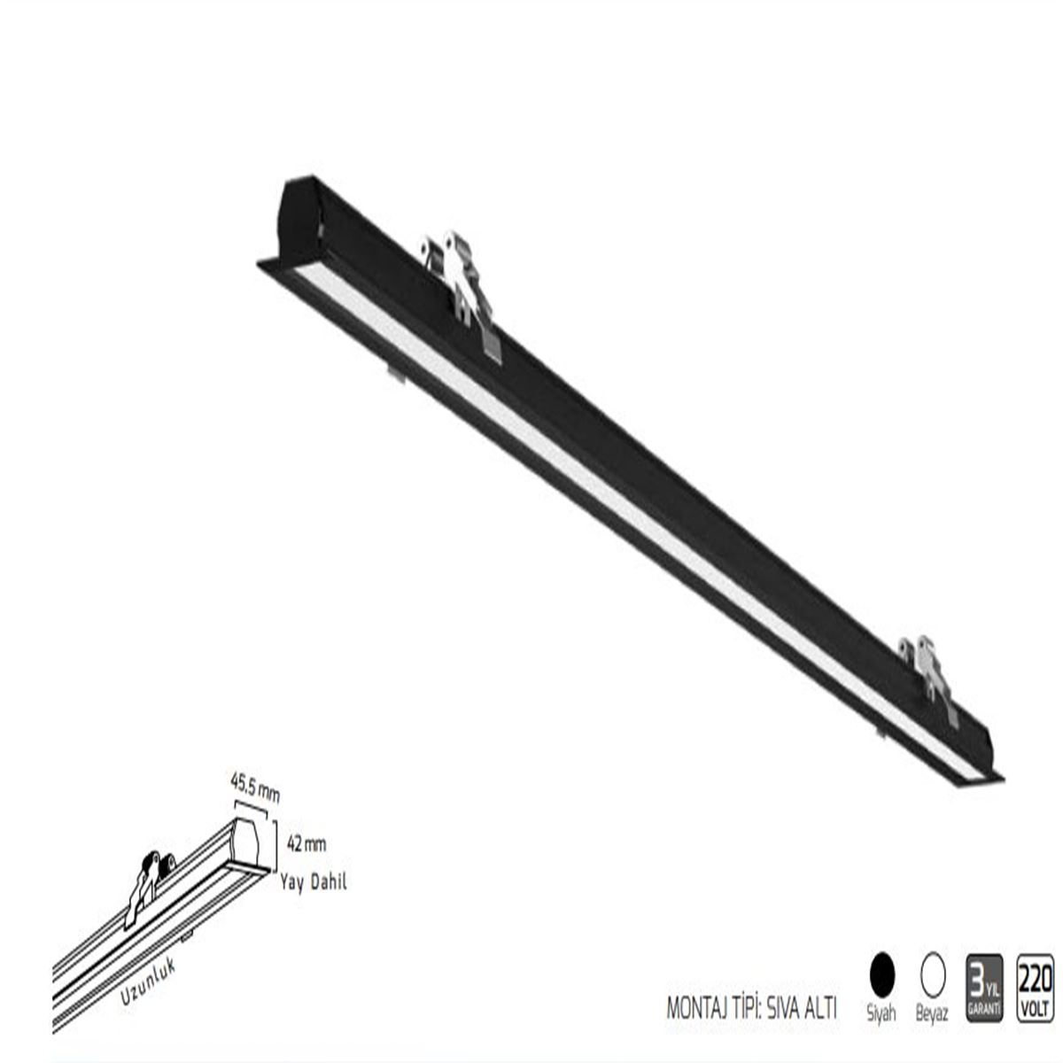 GY 8027-112 cm SİYAH 32W 4000K SO LİNEER ARMATÜR* 1