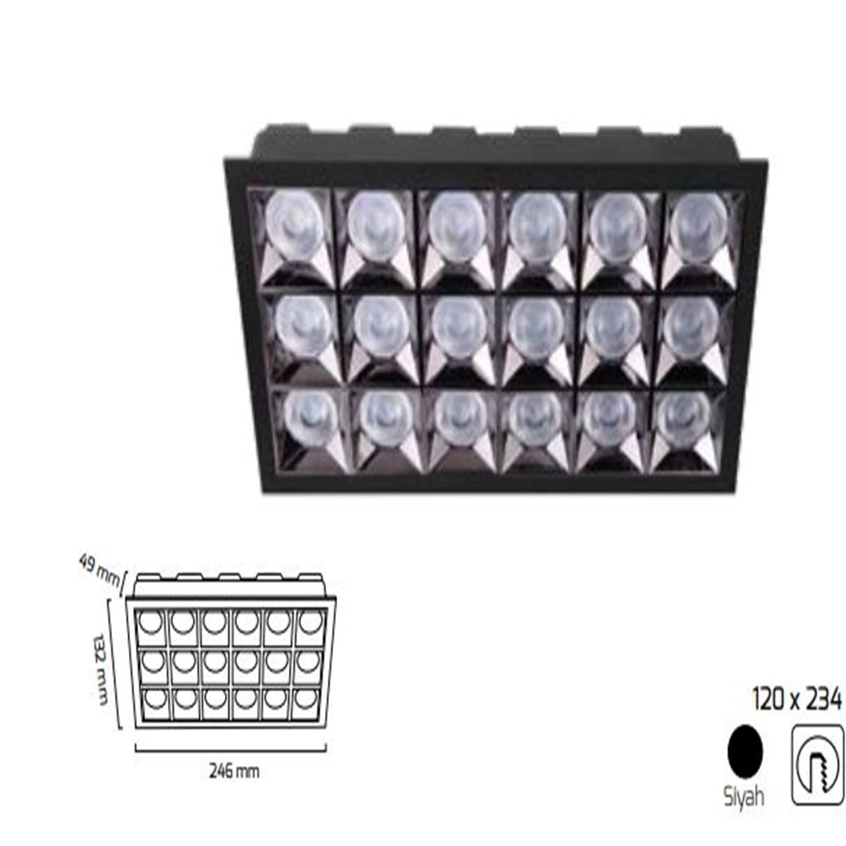 GY 5113 SİYAH 36W 2700K-6500K PO LED DOWNLIGHT* 1