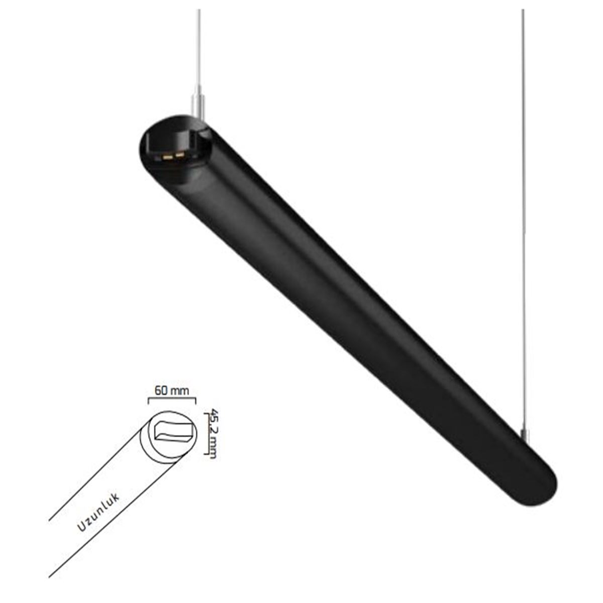 GY 8072-64 cm SİYAH KARANLIK BÖLGE LİNEER ARMATÜR* 1