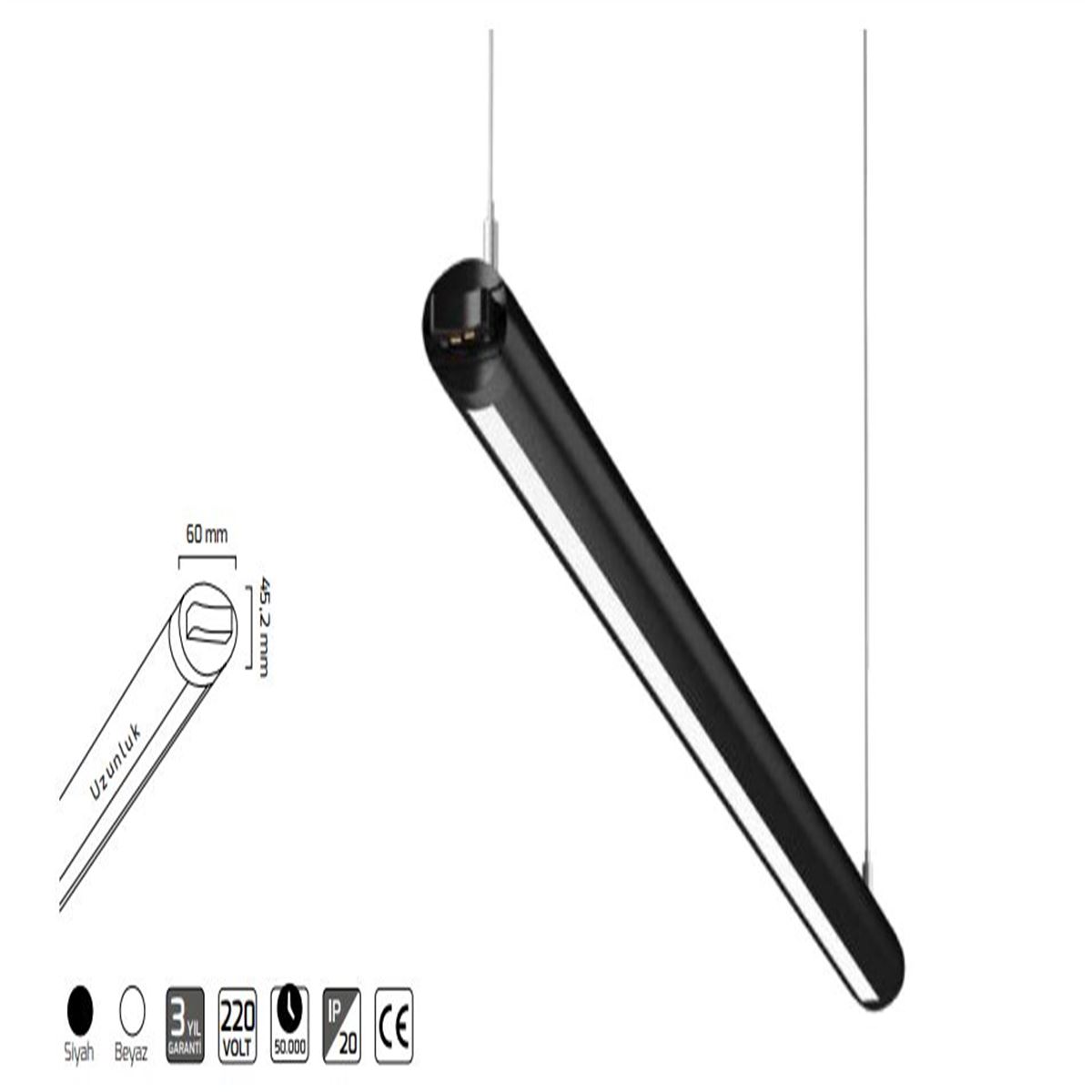 GY 8070-123 cm SİYAH 34W 3000K SO LİNEER ARMATÜR* 1