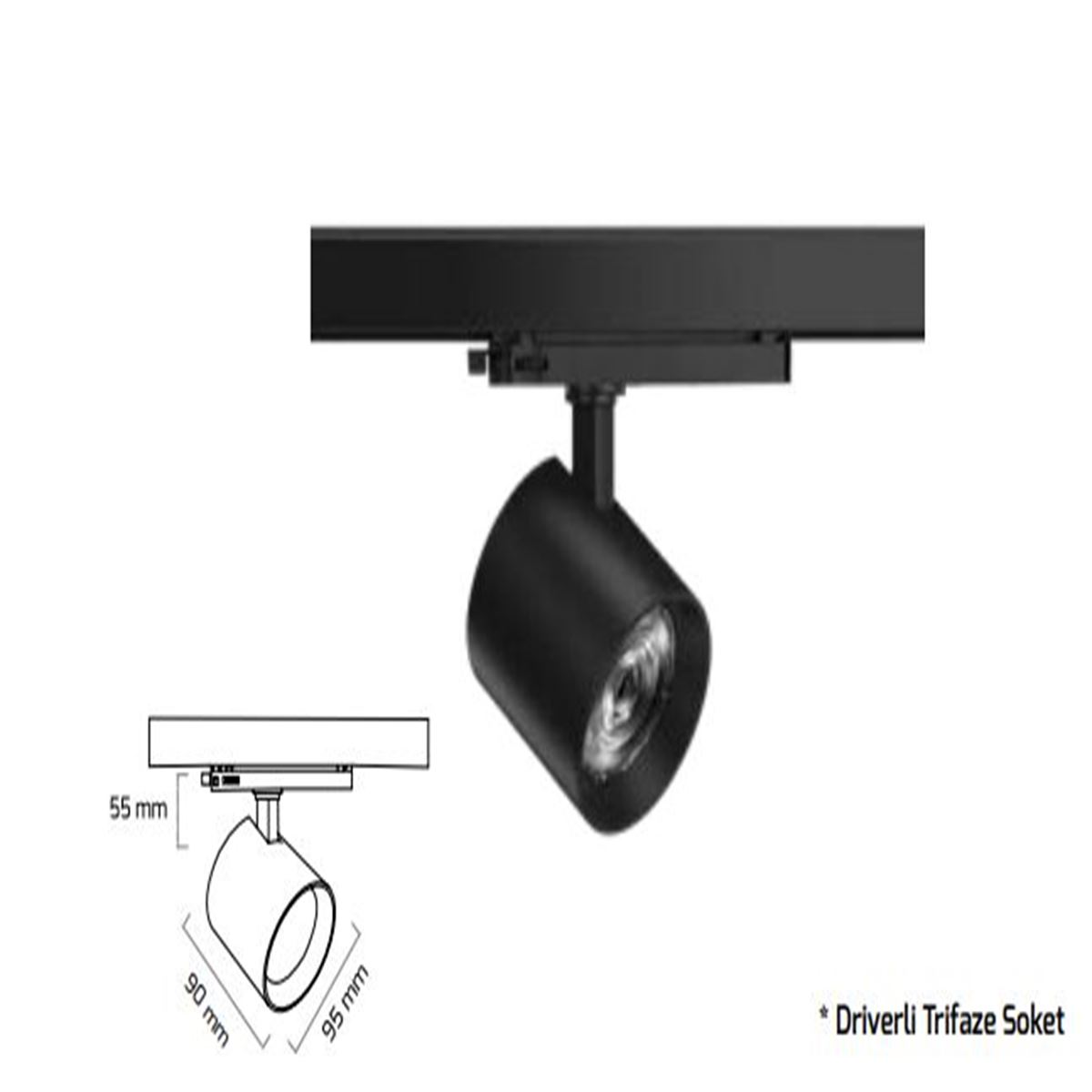 GY 3650 SİYAH 20W 24° 3000K SO LED RAY SPOT ARM* 1