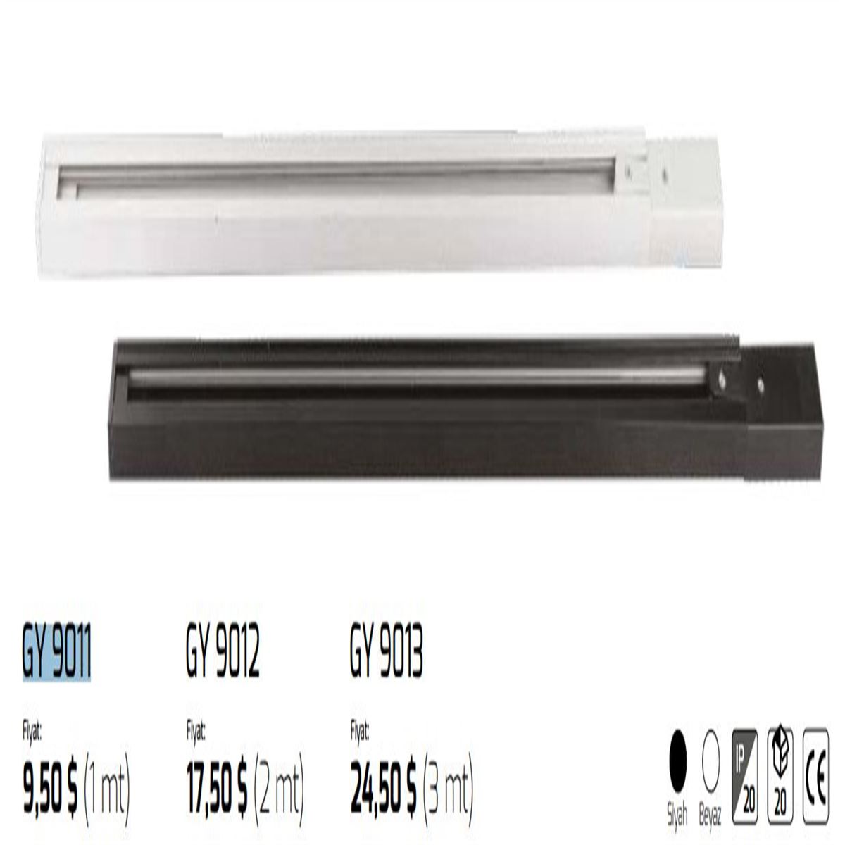 GY 9011 WH - MONOFAZE RAY 1MT BEYAZ 1