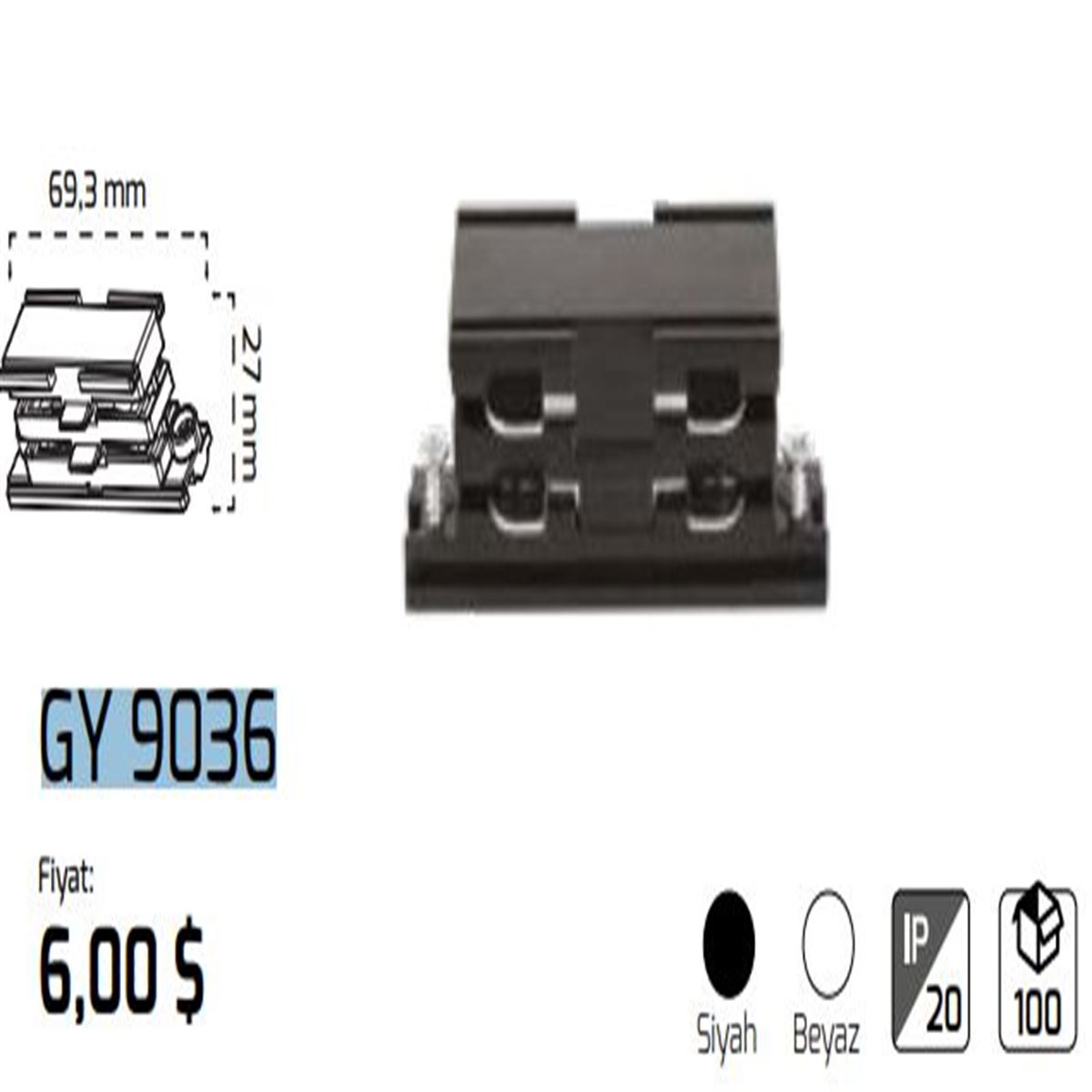 GY 9036 - TRİFAZE RAY GİZLİ EK SİYAH 1