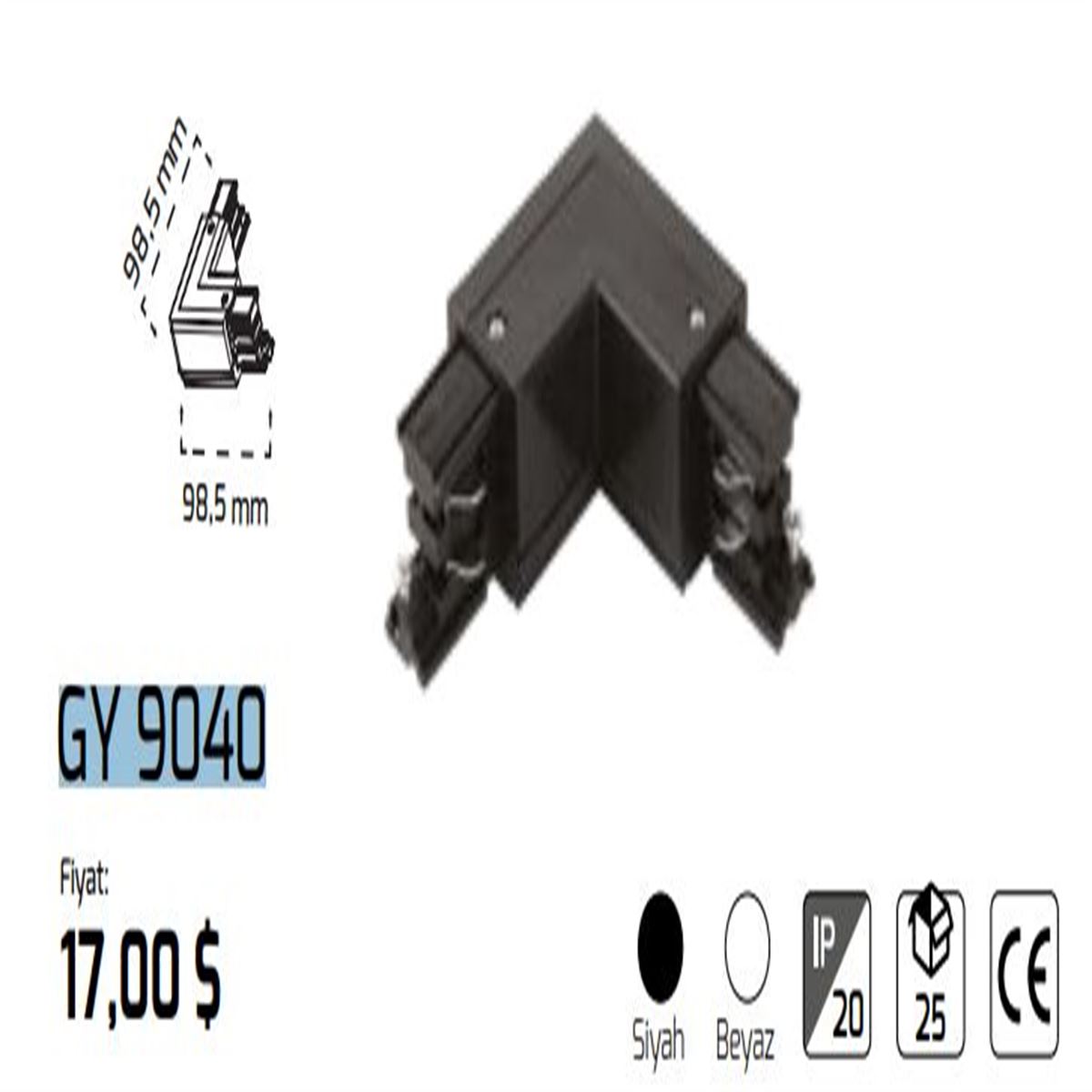 GY 9040K - S.A KAPAK TRİFAZE RAY L DÖNÜŞ SİYAH 1