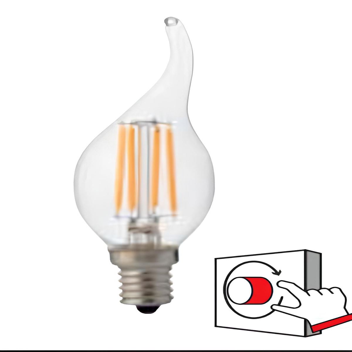 001-014-1004 FILAMENT FLAME-4/DIM 4W 3000K E14 LED 1