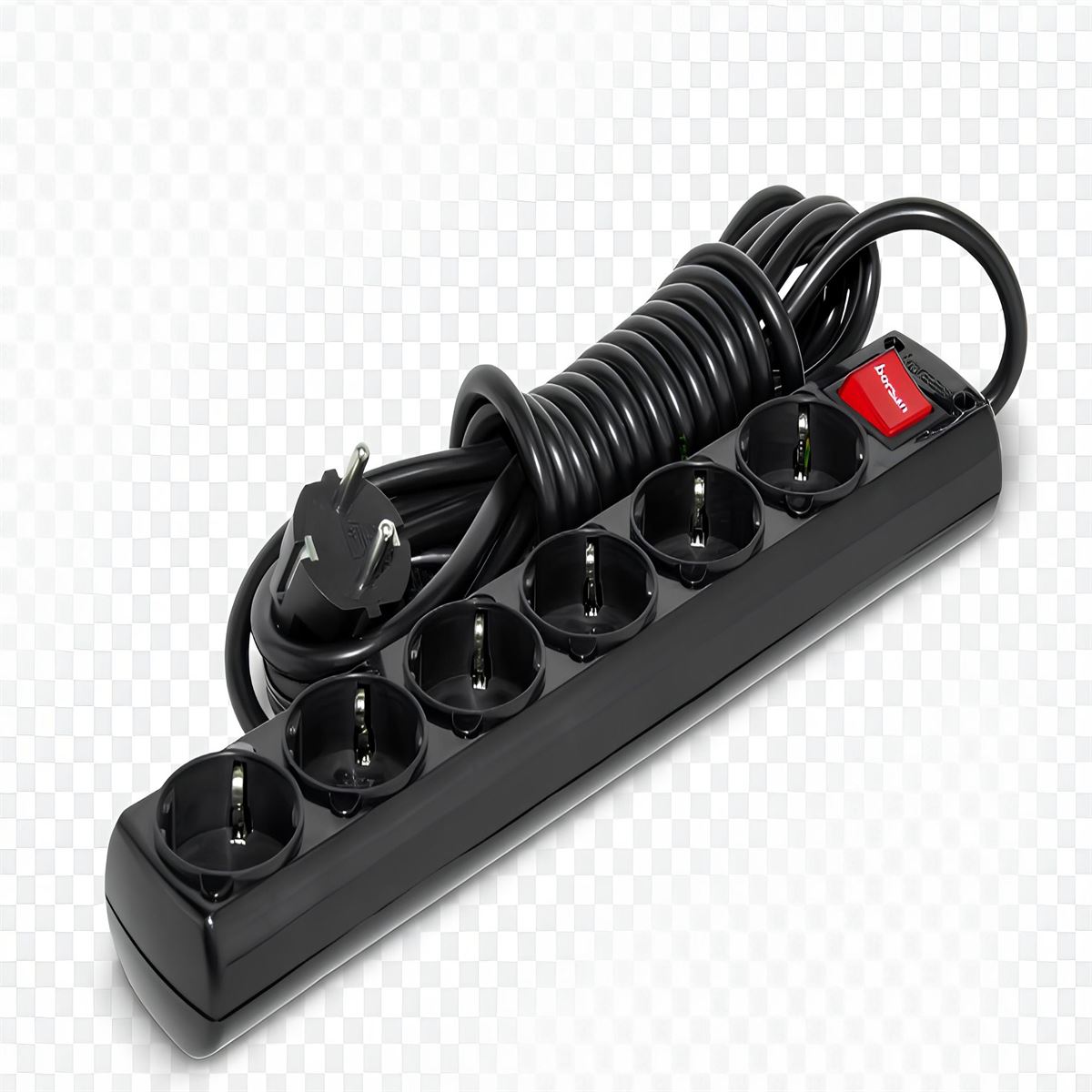 211-000-602 DECO 6 LI ANAHTARLI SİYAH GRUP PRİZ (K 1