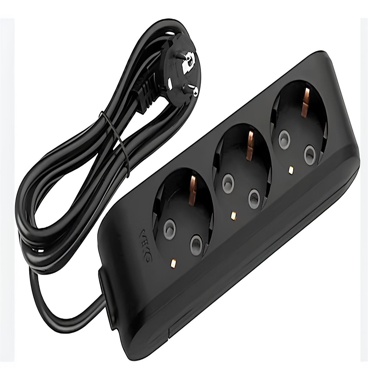 211-003-302 DECO 3 LÜ ANAHTARLI SİYAH GRUP PRİZ (3 1