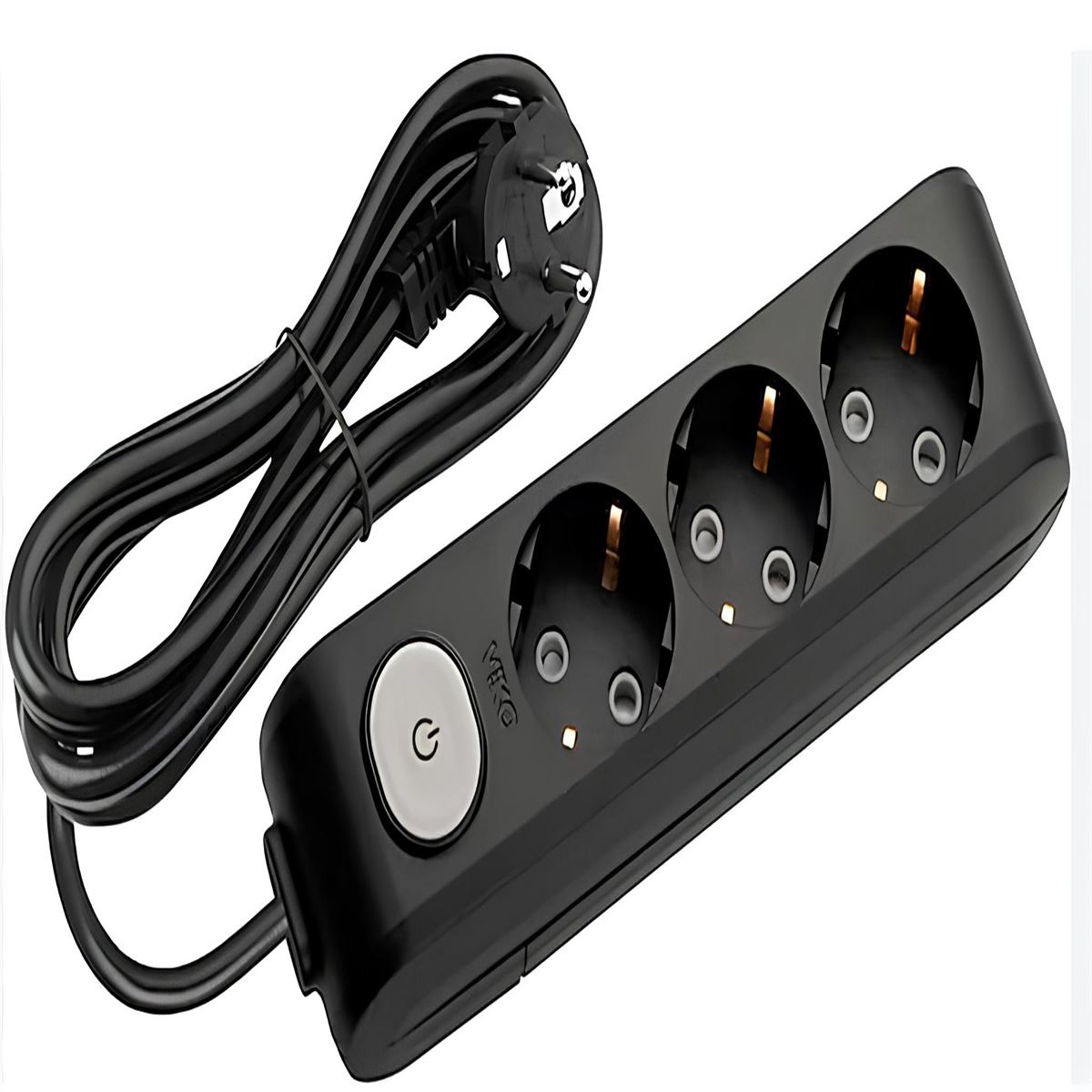 211-005-302 DECO 3 LÜ ANAHTARLI SİYAH GRUP PRİZ (5 1