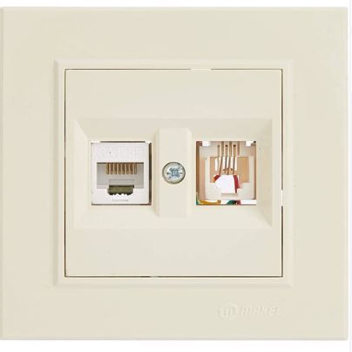 KAREA İKİLİ DATA PRİZİ (CAT5+NÜMERİS) KREM 1