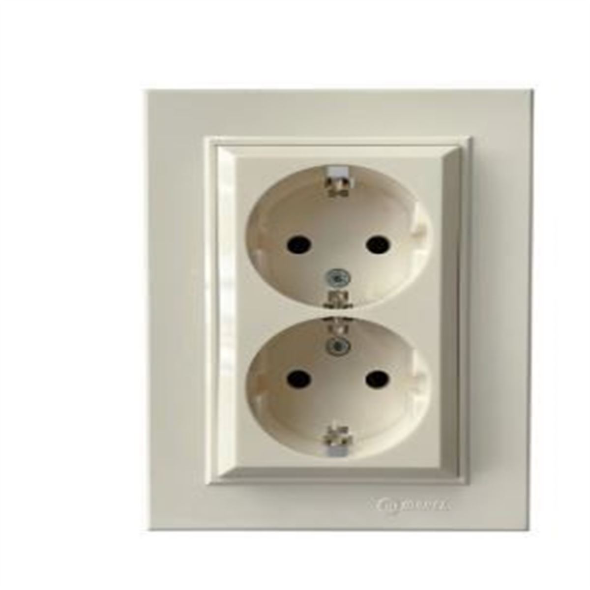 KAREA İKİLİ TOPRAKLI PRİZ KREM 1