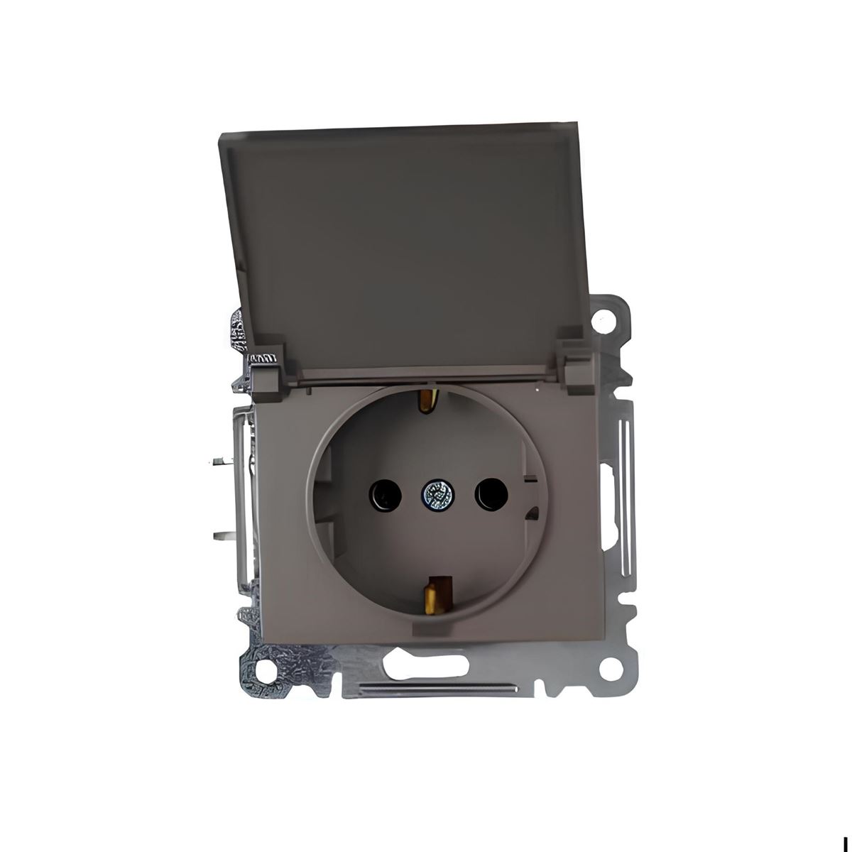 KAREA ÇOCUK KORUMALI KAPAKLI PRİZ MODÜL B.FÜME 1