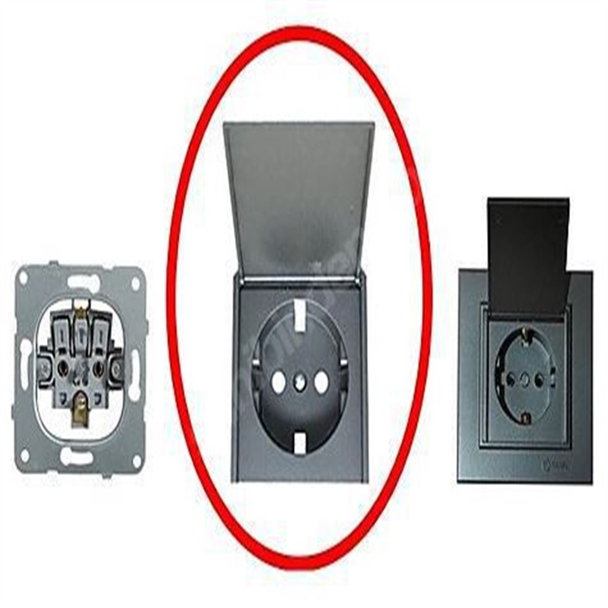 KAREA ÇOCUK KORUMALI KAPAKLI UPS PRİZ MODÜL B.FÜME 1