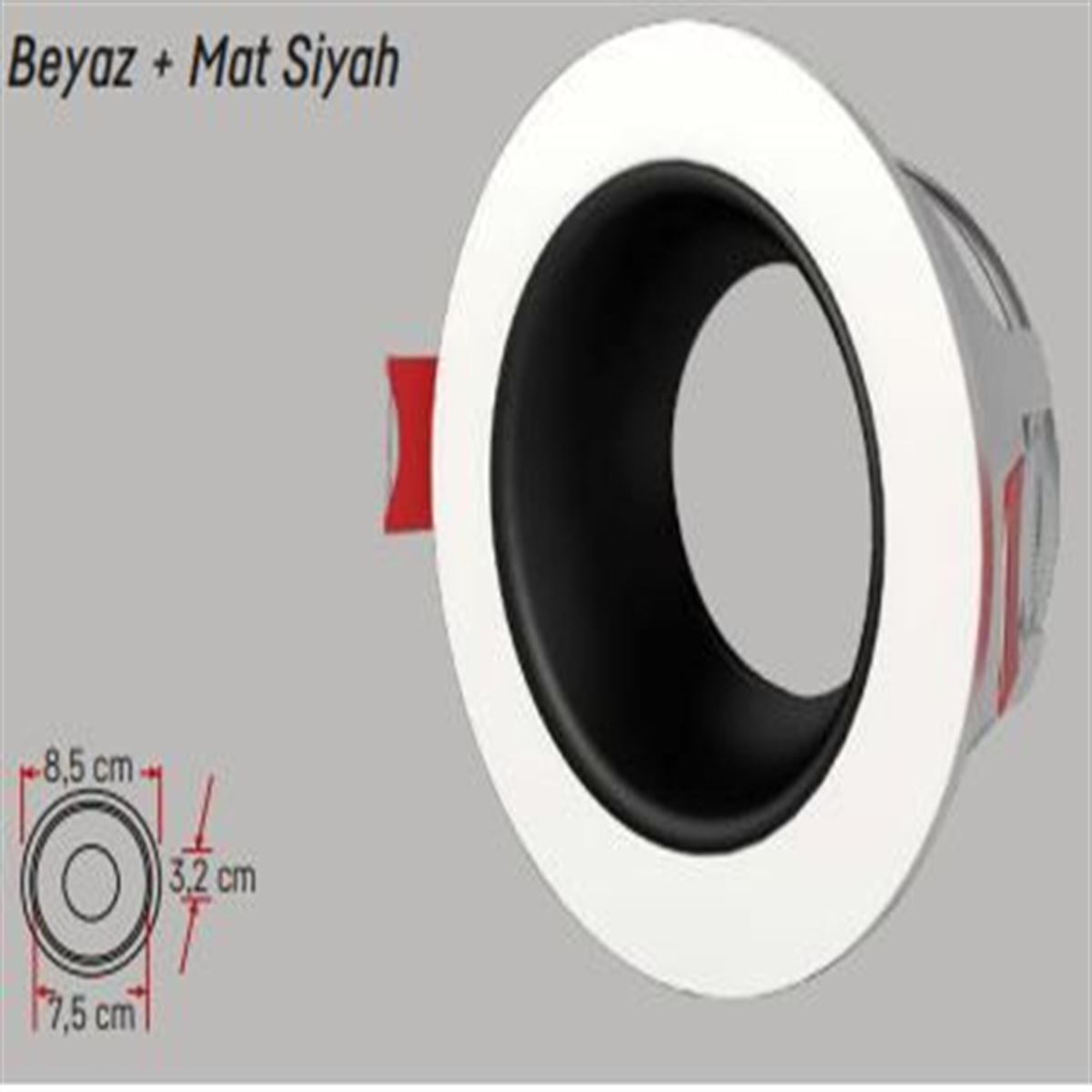 PLASTİK SPOT KASA  BEYAZ+MAT SİYAH 1