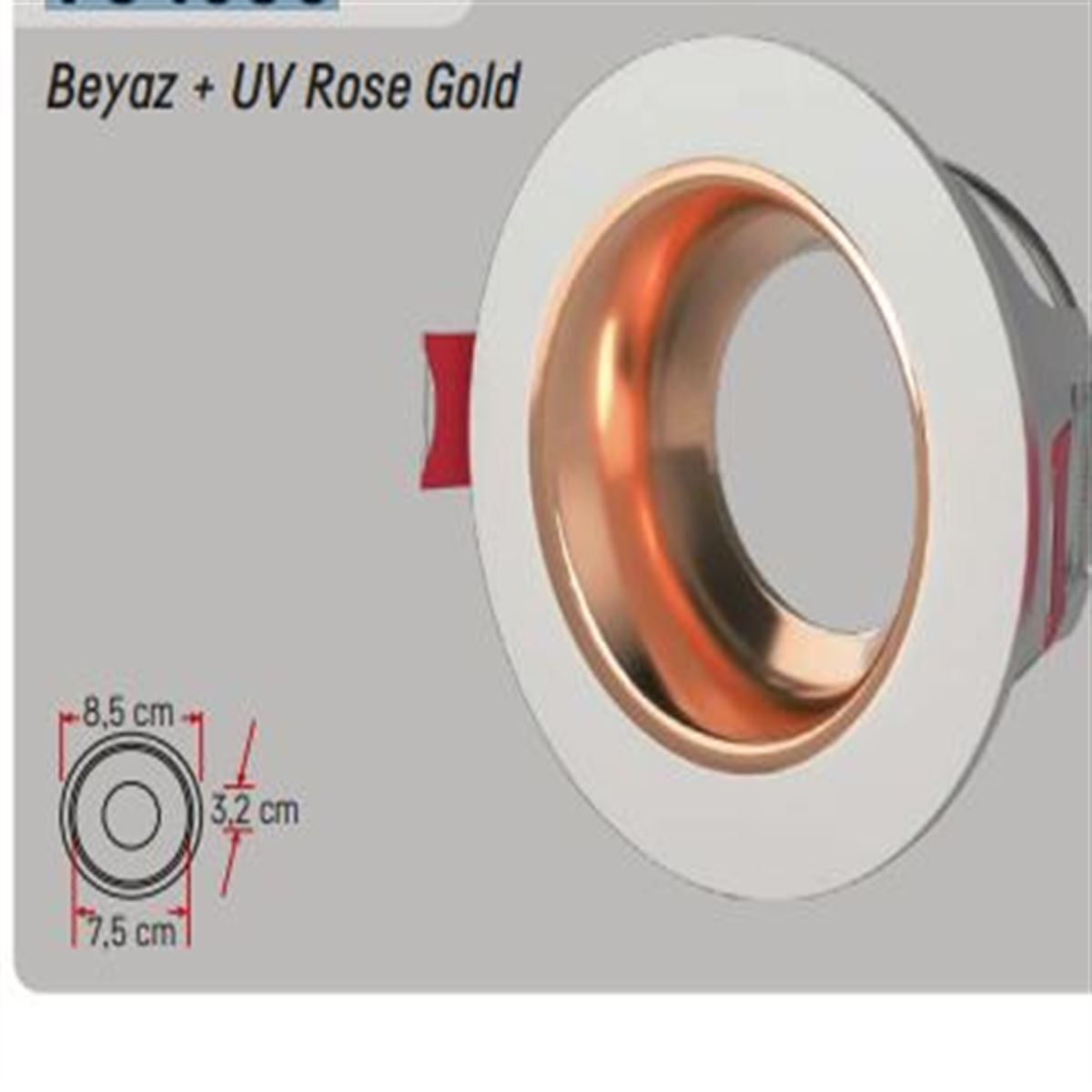 PLASTİK SPOT KASA BEYAZ+ROSE GOLD 1