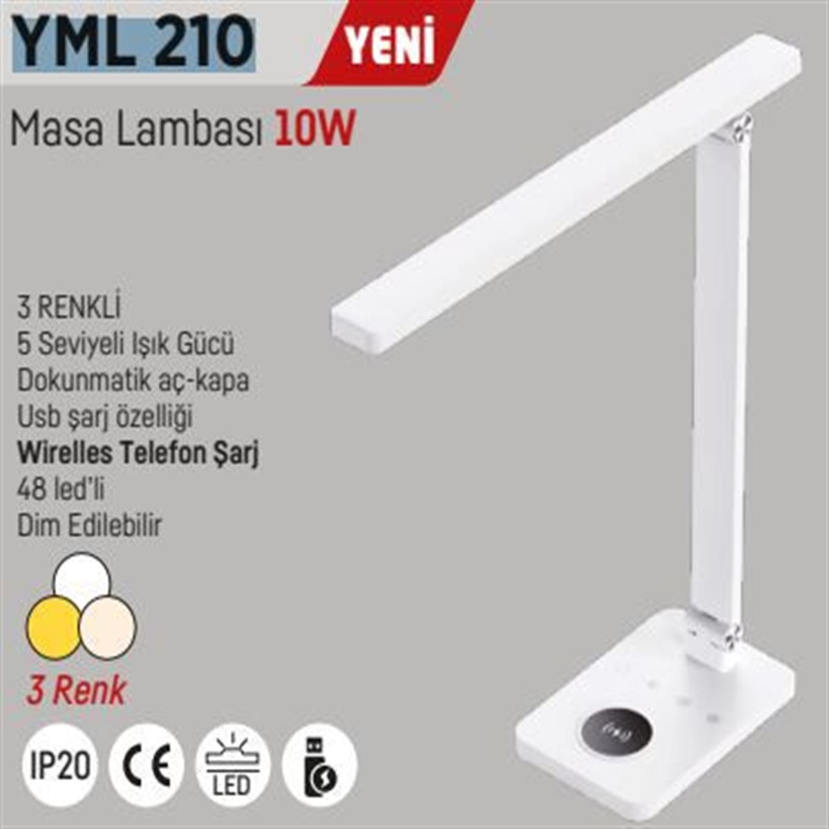 10W DOKUNMATİK MASA LAMBASI BEYAZ KASA 1