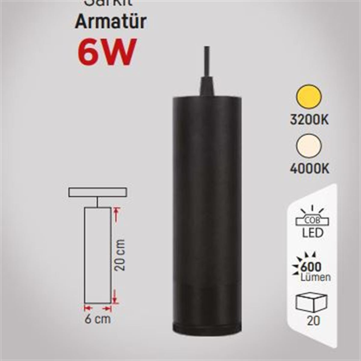 MAGNET SARKIT ARMATÜR 20CM 6W 1