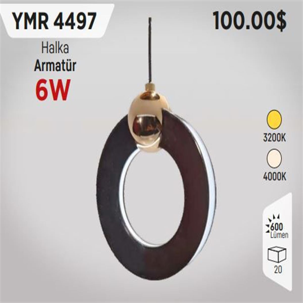 MAGNET SARKIT SİYAH HALKA ARMATÜR 6W 1