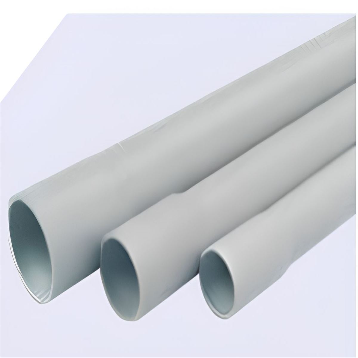 40 mm Muflu PVC Alev Yaymayan Gri Düz Boy Boru 3 m 1