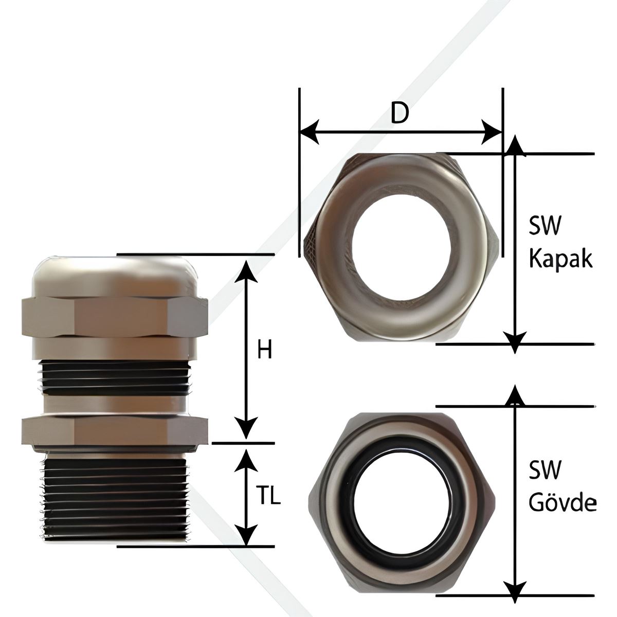 PG 36 Nikel Kaplama Pirinç Metal Standart Rakor 1